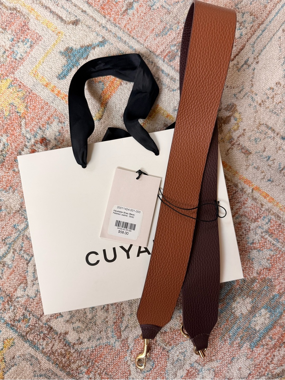 Two-Tone Brown Leather Bag Strap - Brown/Chocolate